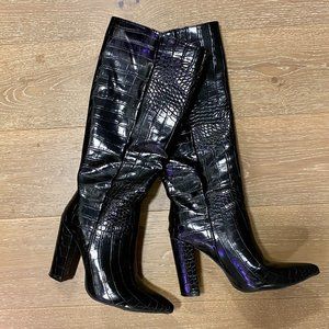 Faux Leather Heeled Boots